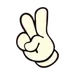 mickey mouse hand doing a V sign